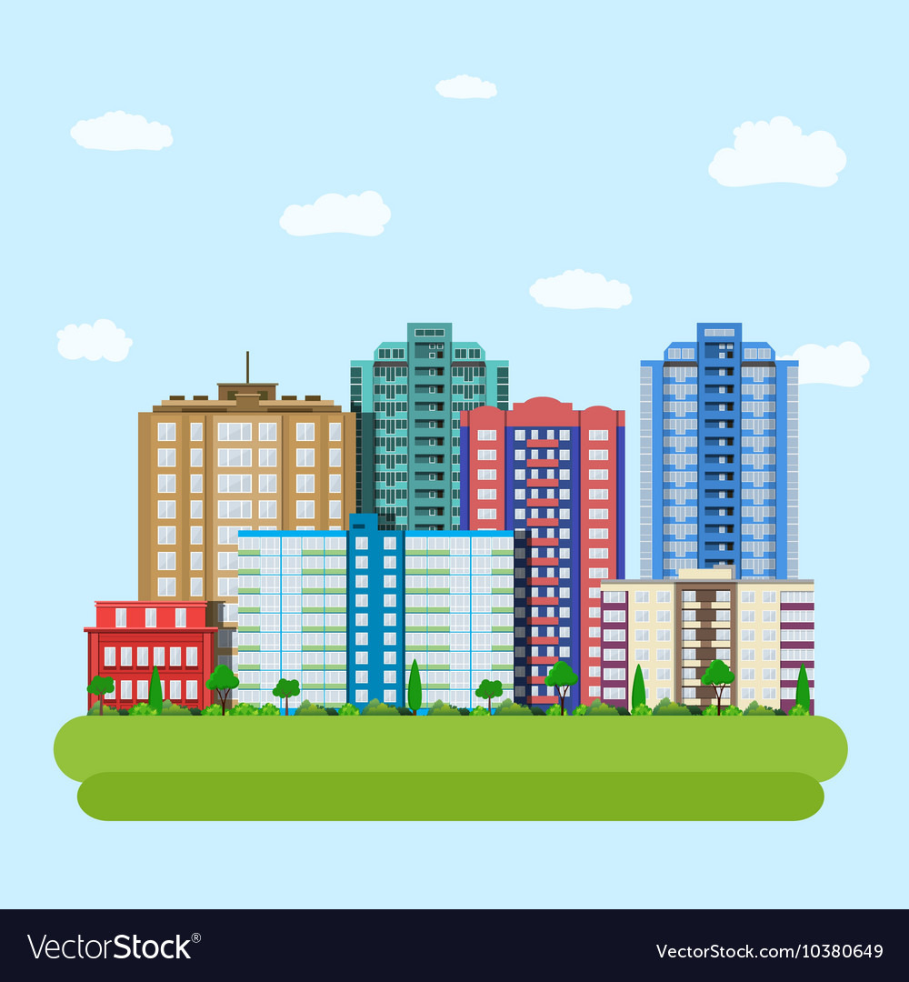 Modern city downtown green centre Royalty Free Vector Image