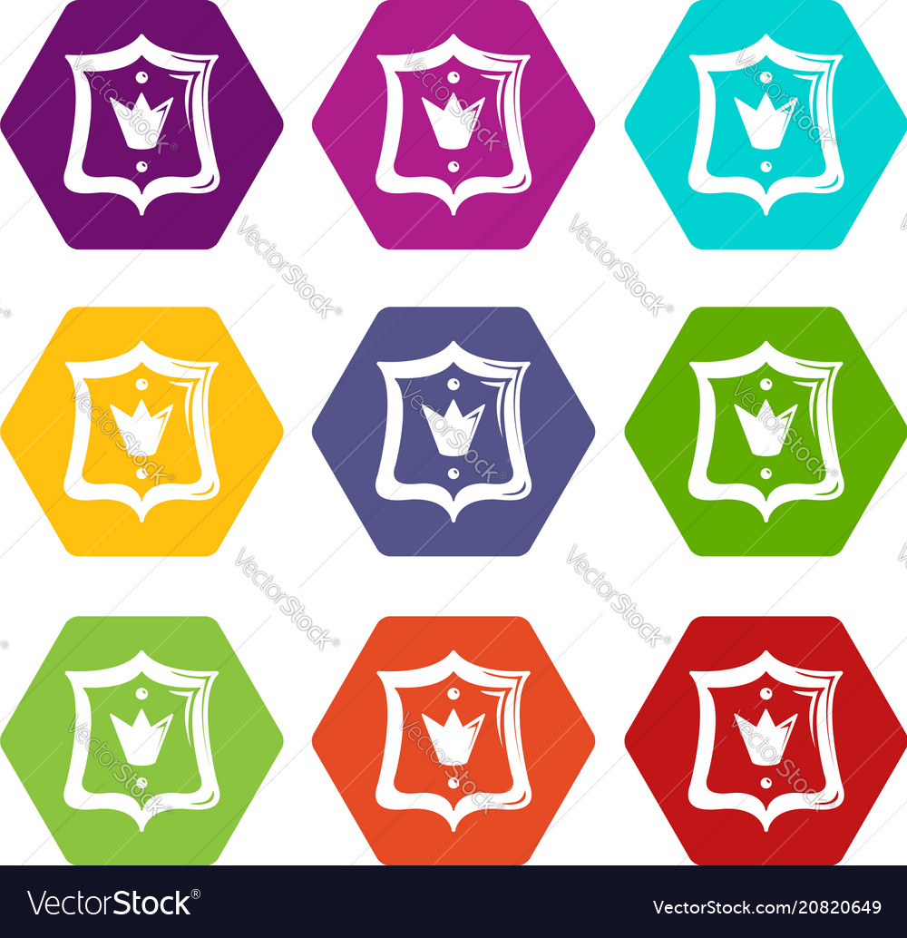 Royal Shield Icons Set 9 Royalty Free Vector Image