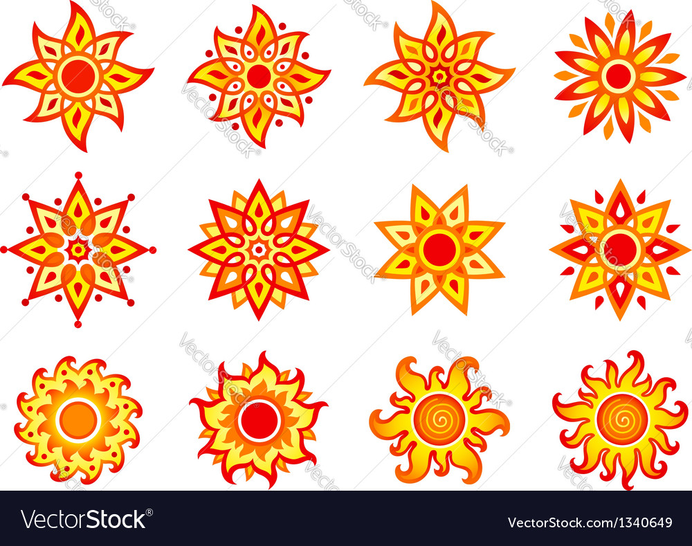 Stylized suns Royalty Free Vector Image - VectorStock