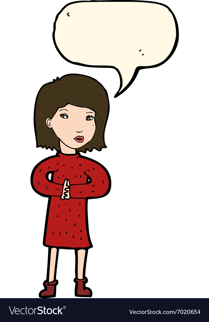 Cartoon calm woman with speech bubble Royalty Free Vector