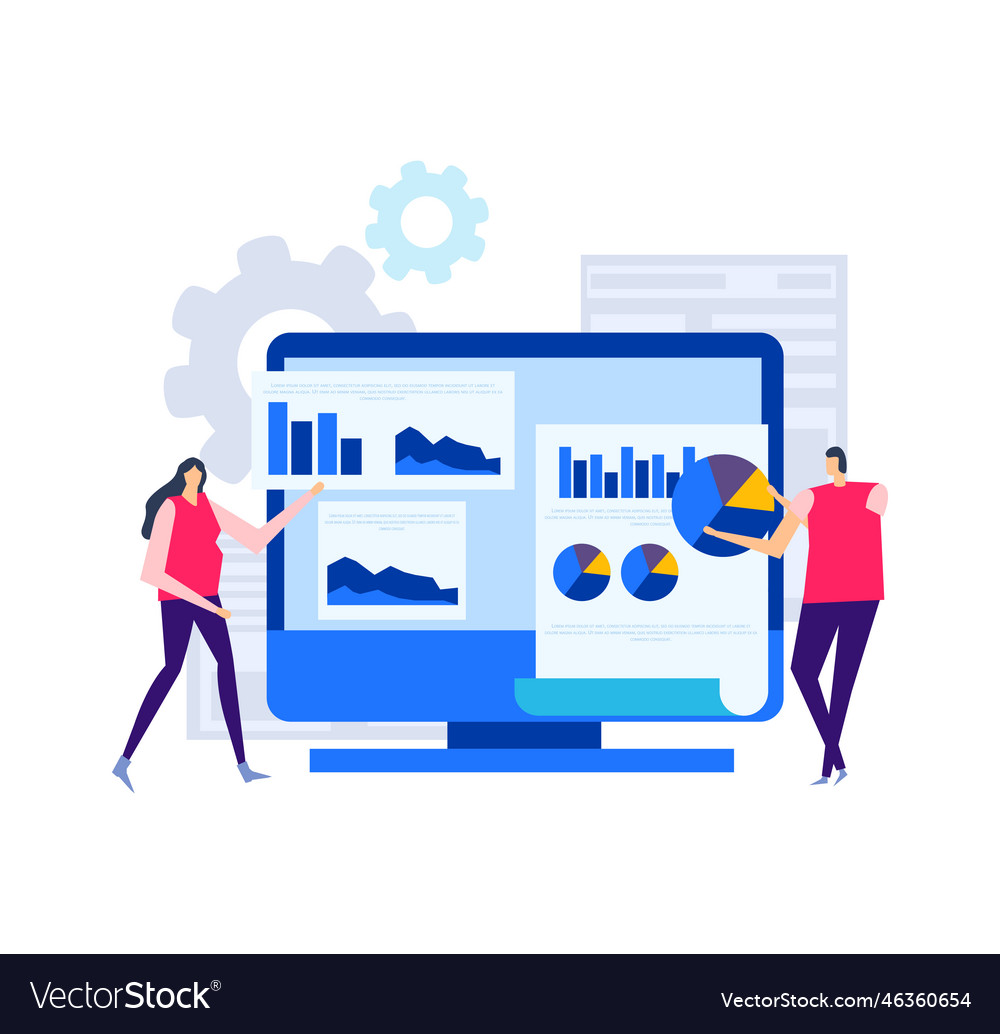 Computer Business Analysts Composition Royalty Free Vector