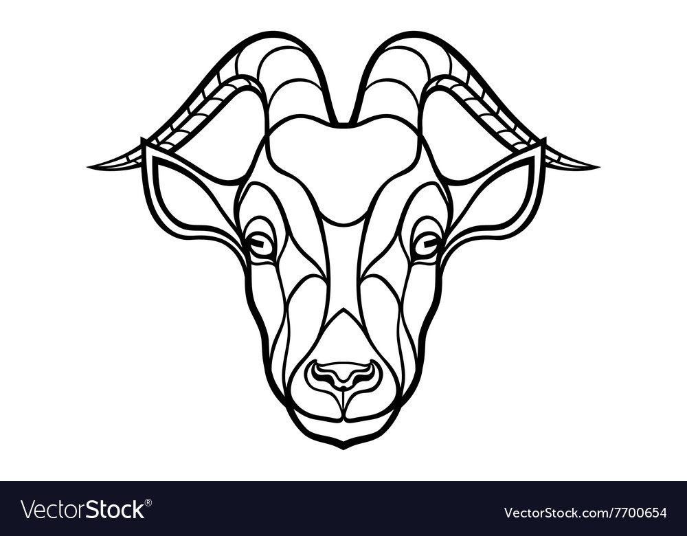 Goat head coloring silhouette on white background Vector Image