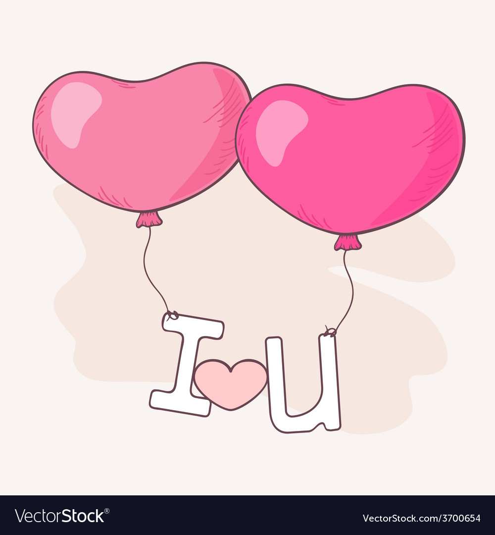 Hand drawn heart balloons holding letters Vector Image