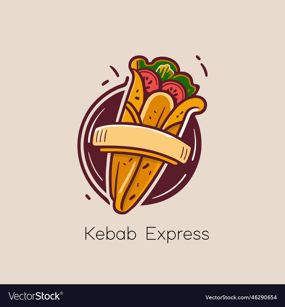 Kebab icon fast food symbol in cartoon style Vector Image