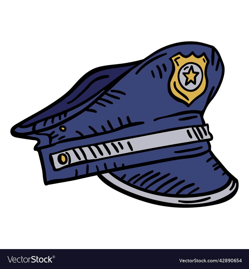 Police hat hand drawn high quality Royalty Free Vector Image