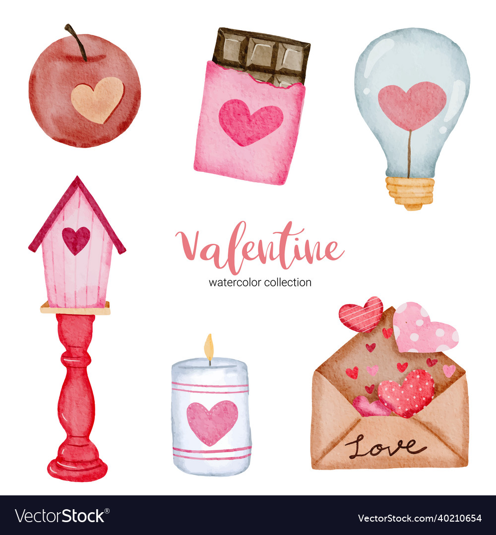 Valentines day set elements frame light candle Vector Image