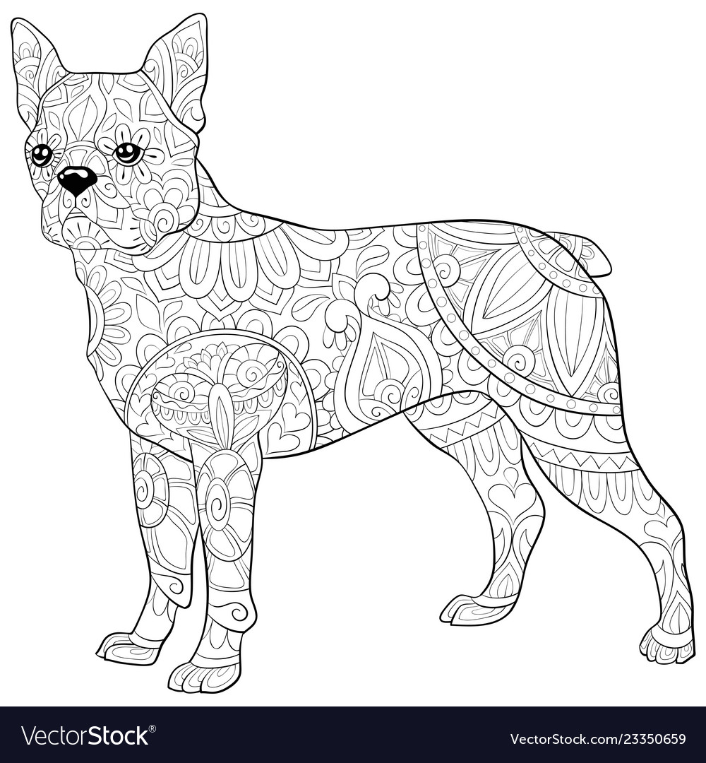 Adult coloring bookpage a cute dog image Vector Image