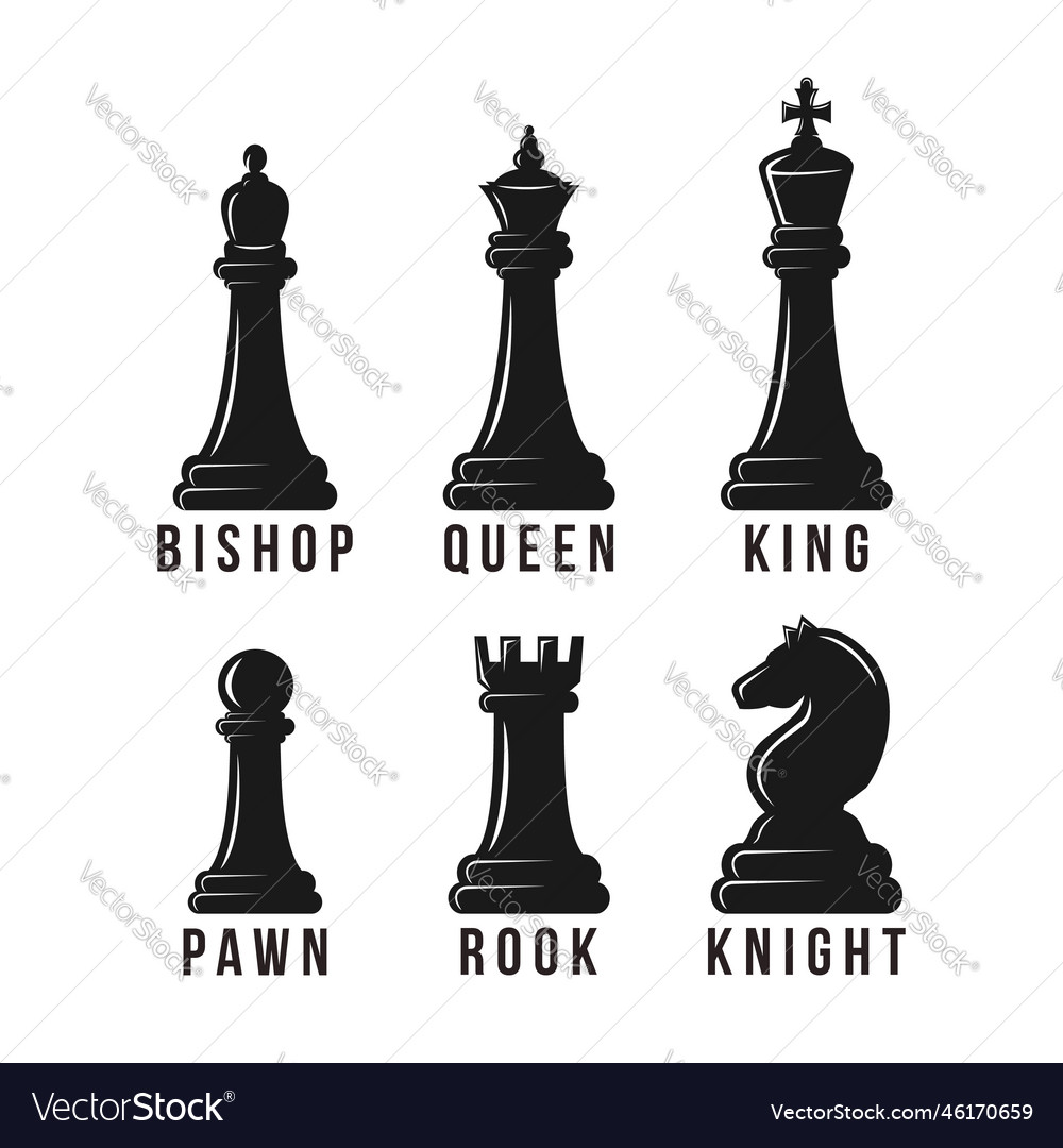 Chess piece name set Royalty Free Vector Image