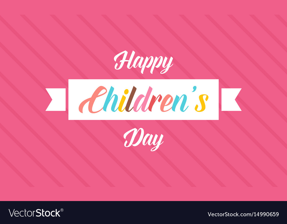 Happy Children Day Banner Style Ciute Royalty Free Vector