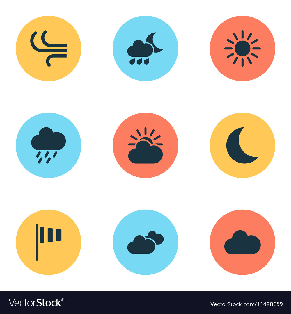 Weather icons set collection of flag Royalty Free Vector