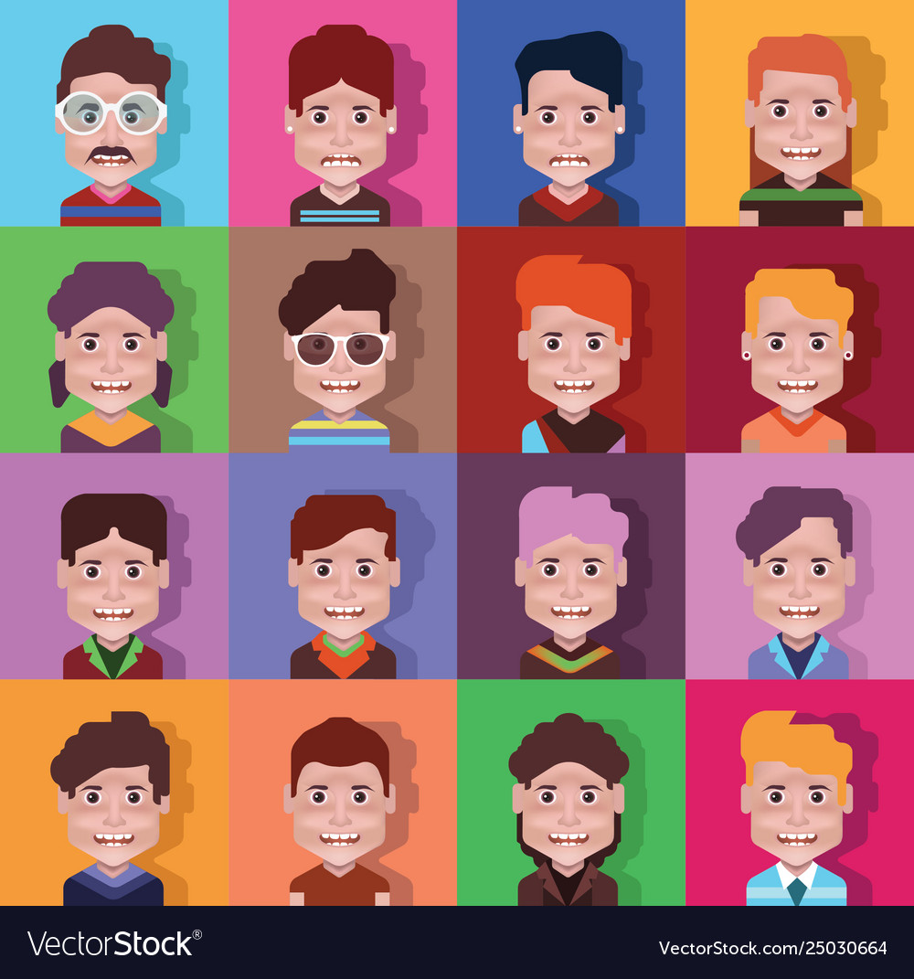 Avatar set stylized people Royalty Free Vector Image