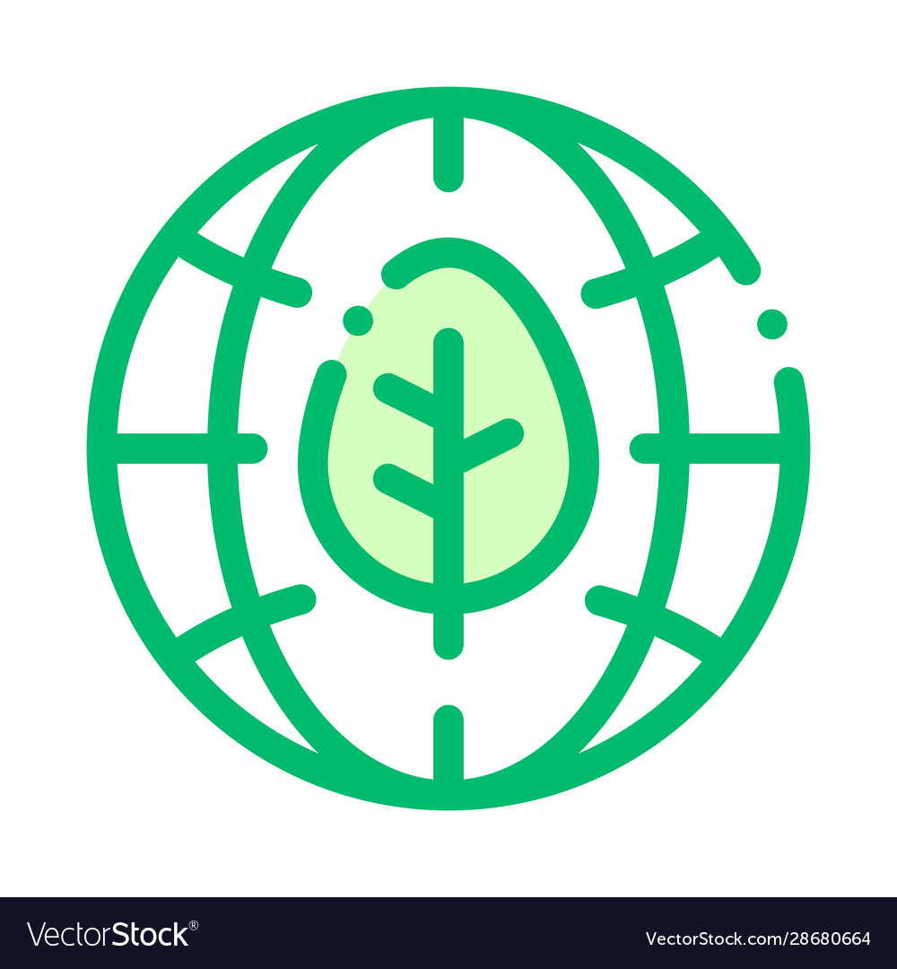 Earth Planet Leaves Tree Thin Line Icon Royalty Free Vector 8359