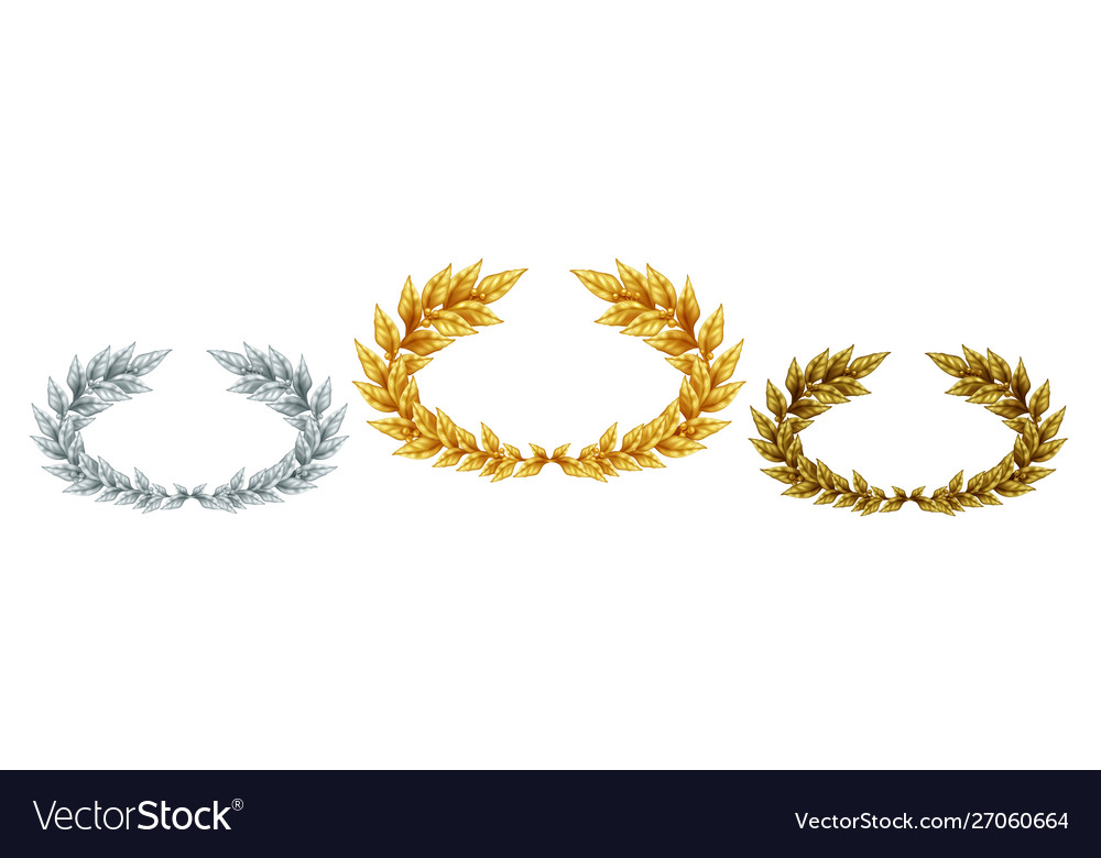 Golden silver and bronze laurel wreaths Royalty Free Vector