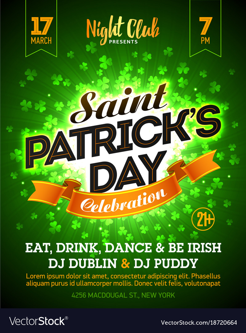 Saint patricks day party celebration poster Vector Image