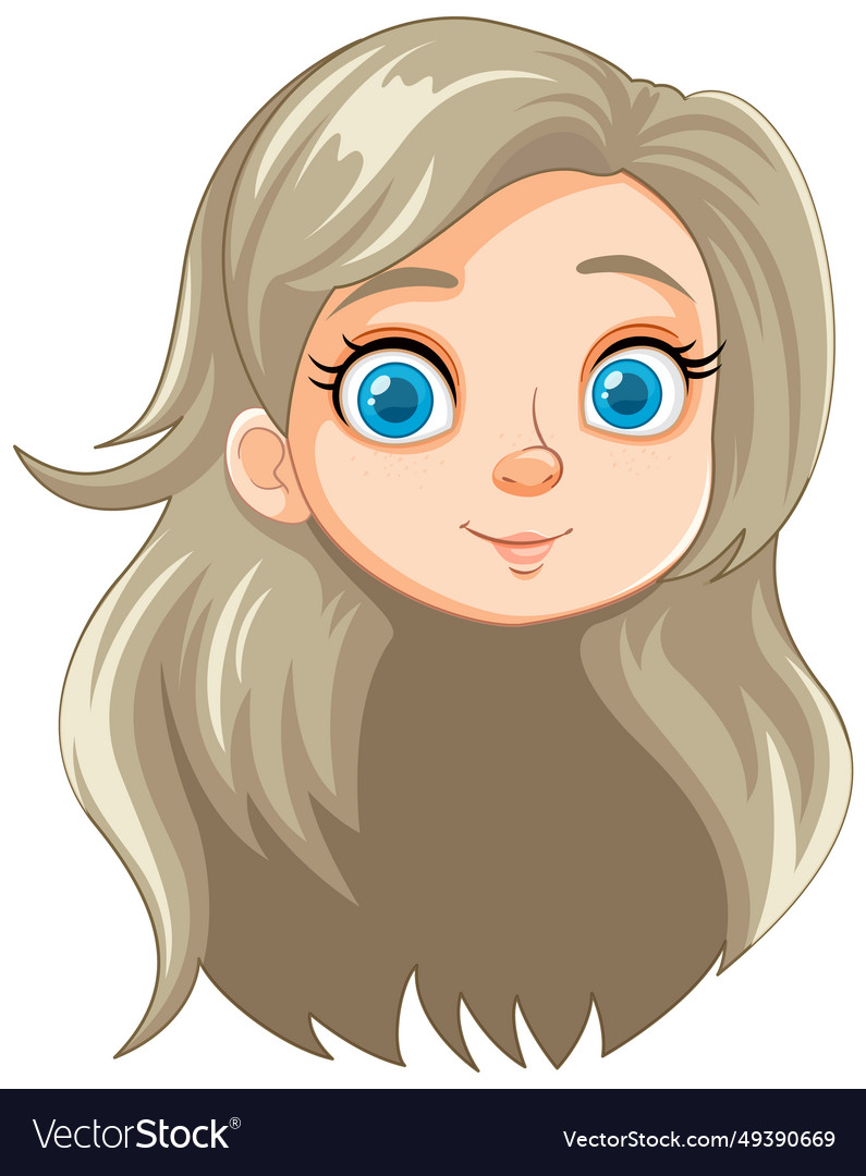 Beautiful cartoon girl with long hair Royalty Free Vector