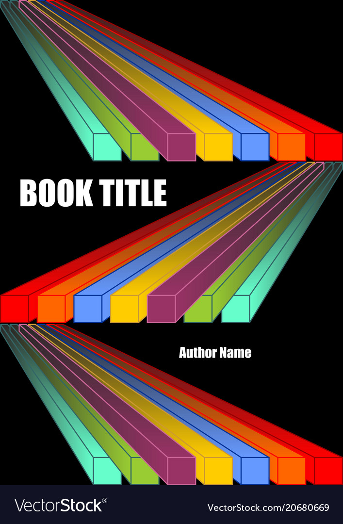 Black book cover with diagonal vivid prism shapes Vector Image