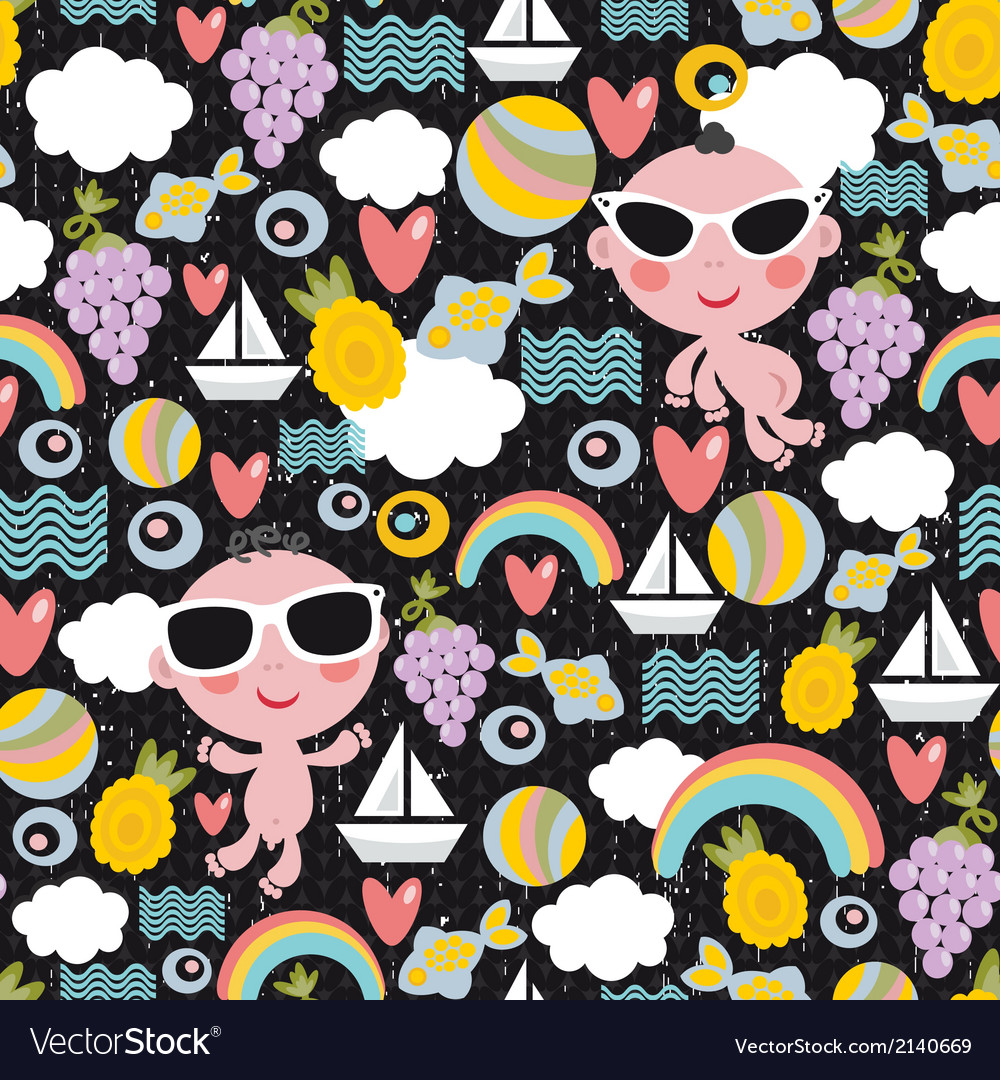 Boys on vacation seamless pattern