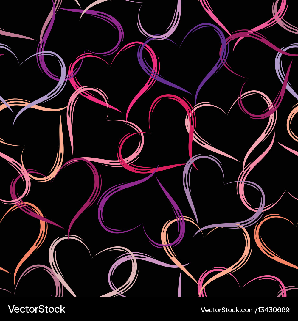 Doodle hearts seamless pattern Royalty Free Vector Image