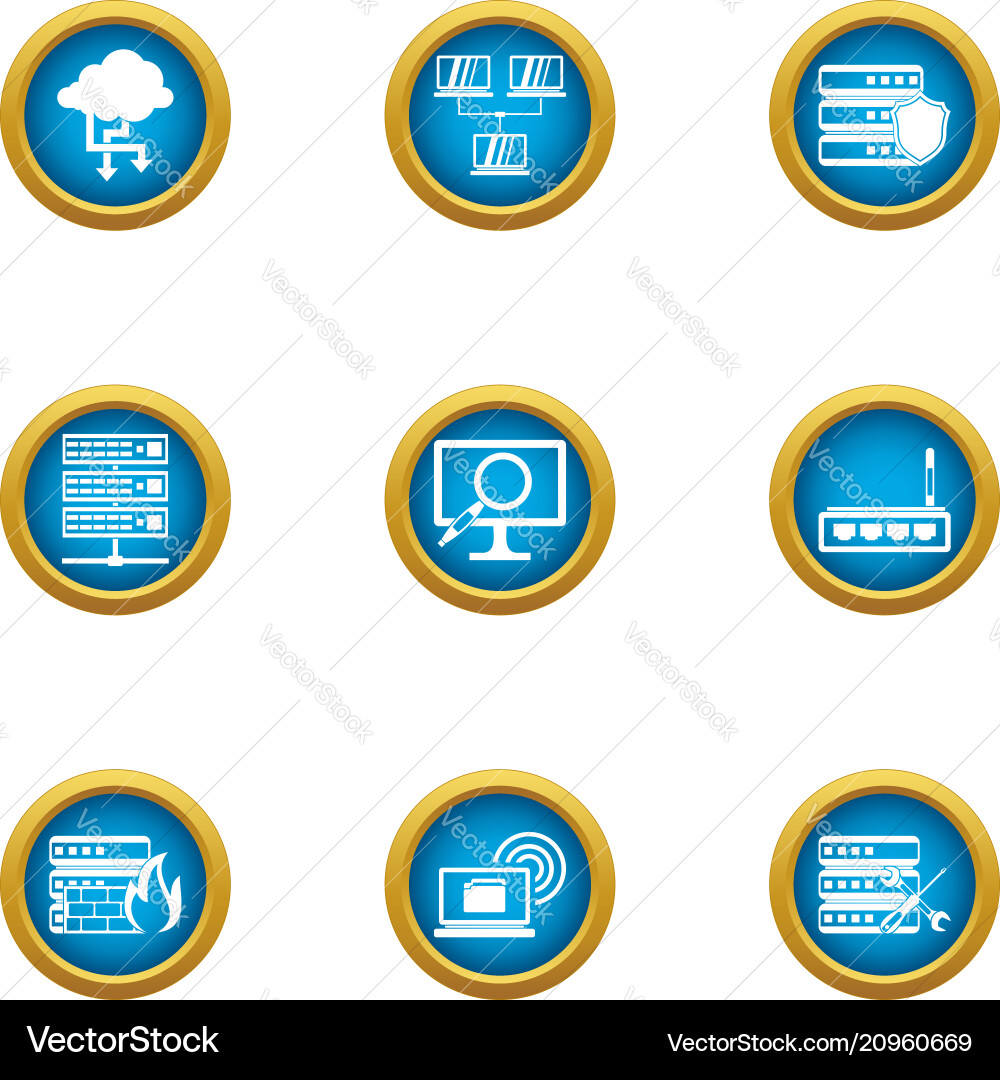 Expensive data icons set flat style Royalty Free Vector