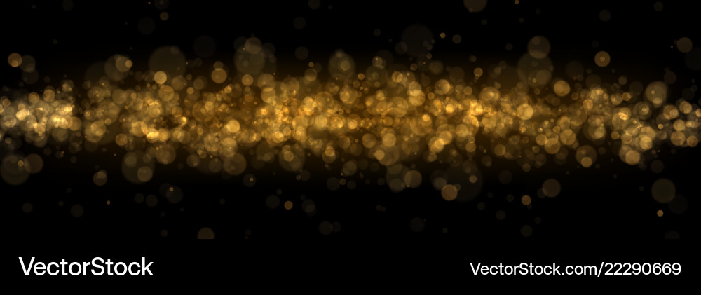 Golden Abstract Blurred Banner With Bokeh Effect Vector Image