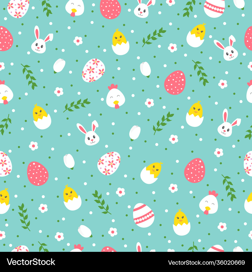 Happy easter seamless pattern with bunny chick Vector Image