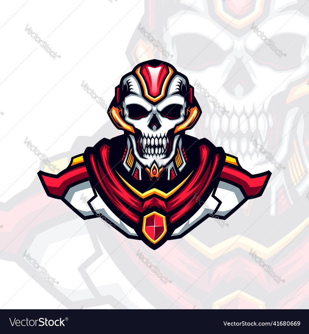 Semi futuristic mecha skull head portrait Vector Image