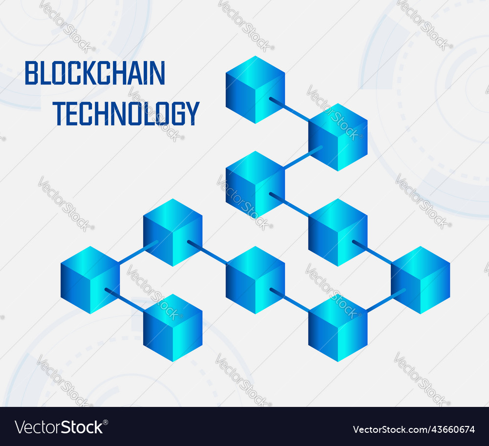 Abstract blockchain isometric concept banner Vector Image