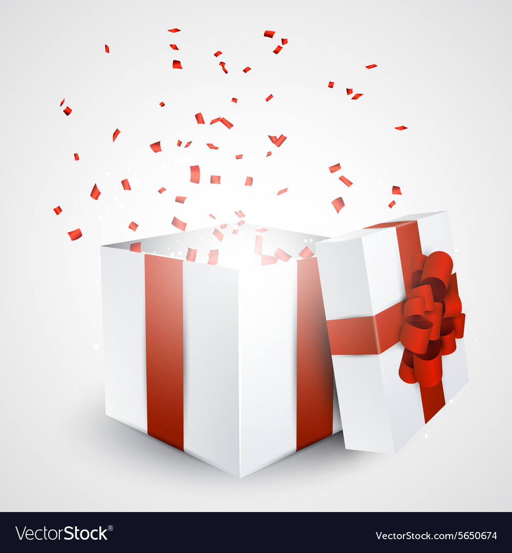 Gift box with confetti Royalty Free Vector Image