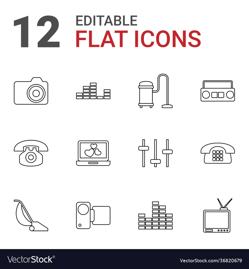 12 electronics icons Royalty Free Vector Image