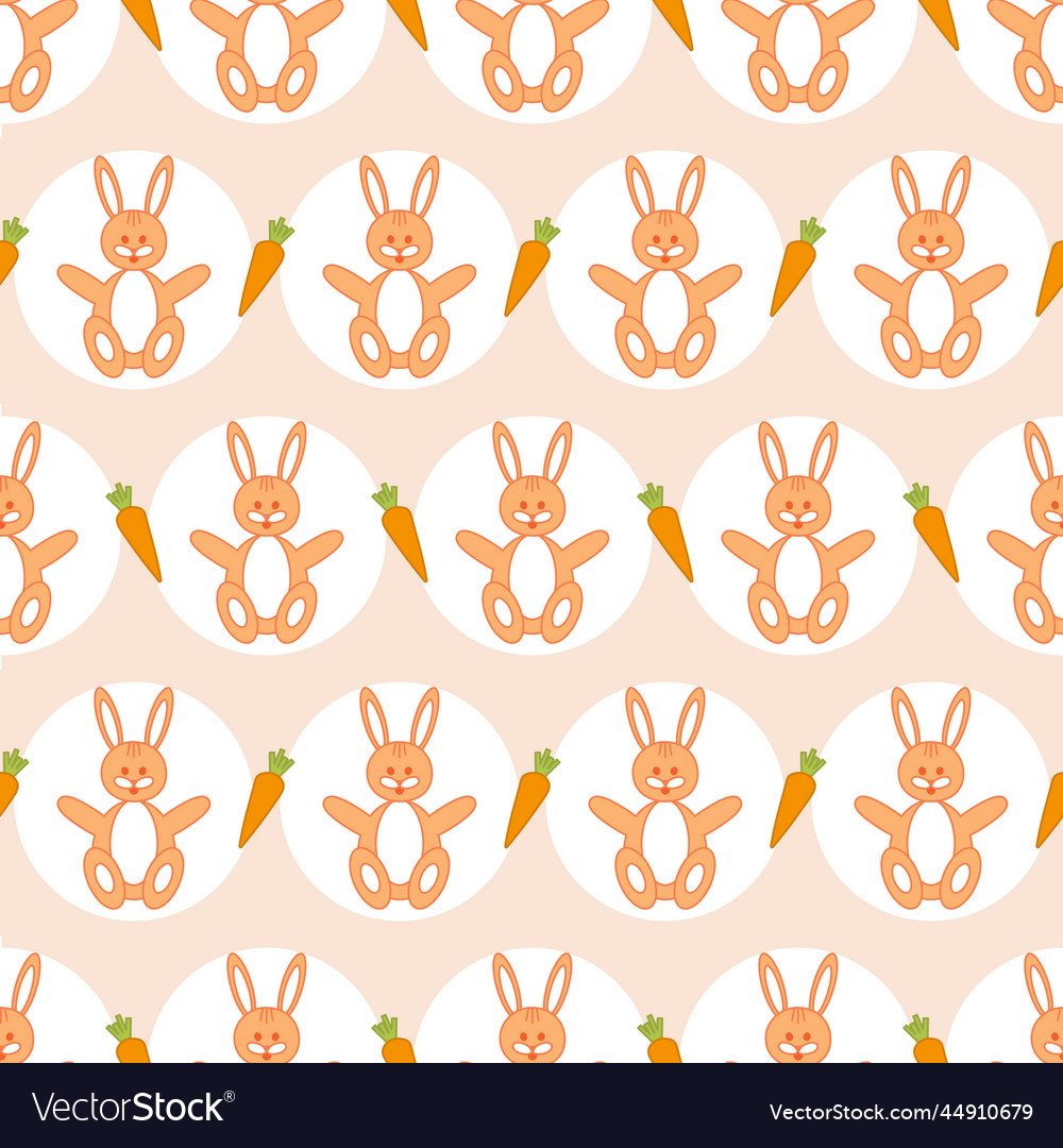 A rabbit with carrot on pink background Royalty Free Vector