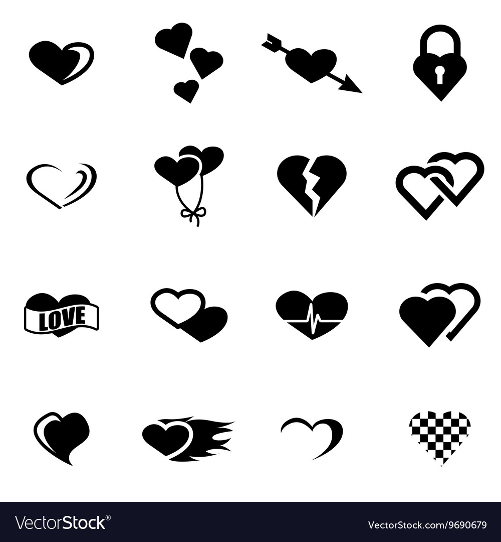 Black heart icon set Royalty Free Vector Image