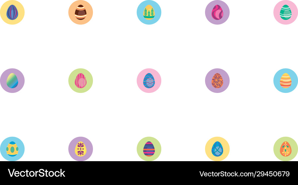 Bundle easter eggs painted block style icons Vector Image