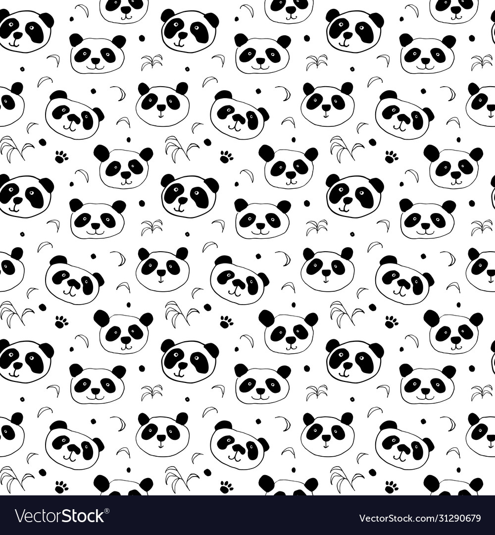 Cute panda bear seamless pattern cute animals Vector Image