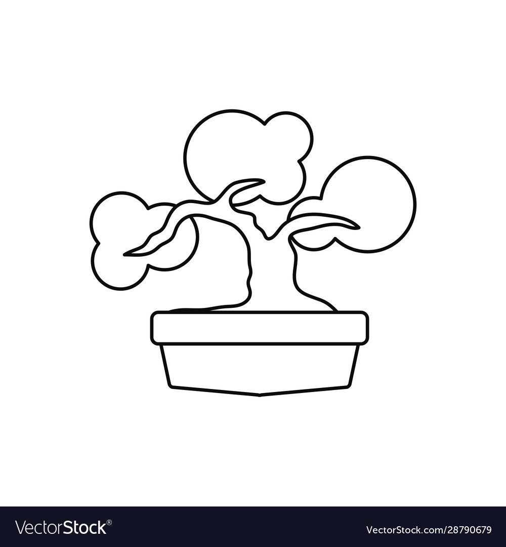 Japanese bonsai tree plants line style icon Vector Image