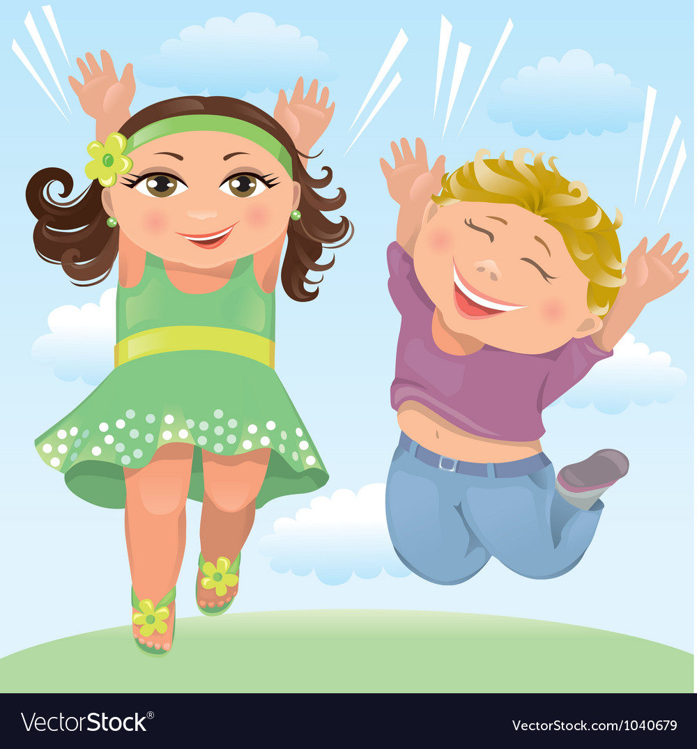 Jumping kids Royalty Free Vector Image - VectorStock