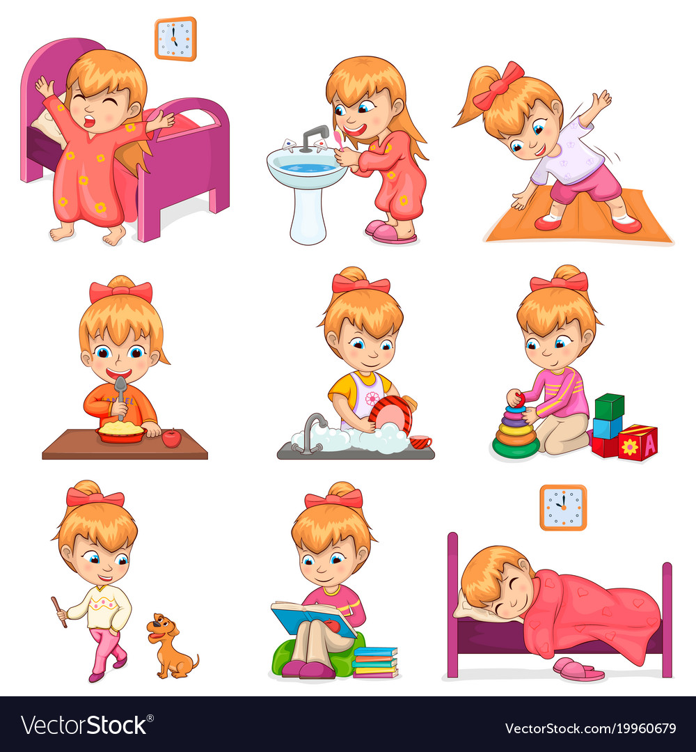 kids daily schedule clipart