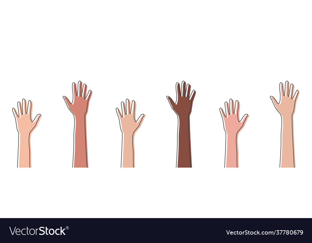 Raised hands silhouettes up human Royalty Free Vector Image