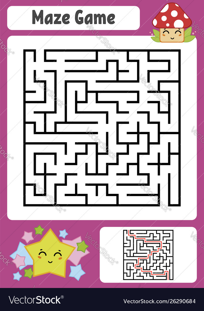 Abstract square maze kids worksheets game puzzle Vector Image