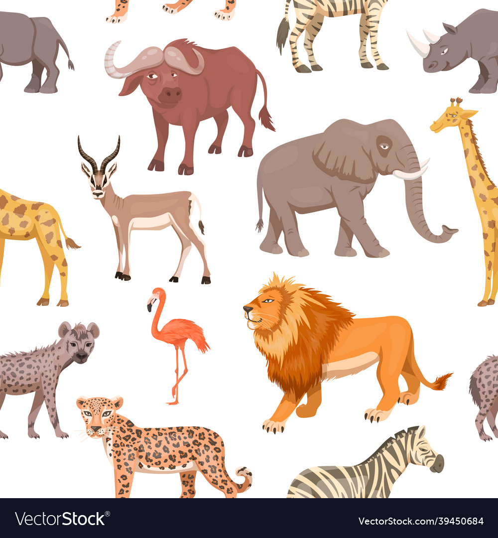 African savannah wild animal seamless pattern Vector Image