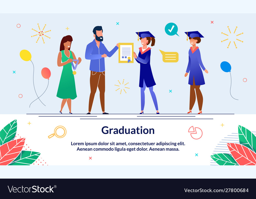 Banner solemn event graduation at university Vector Image