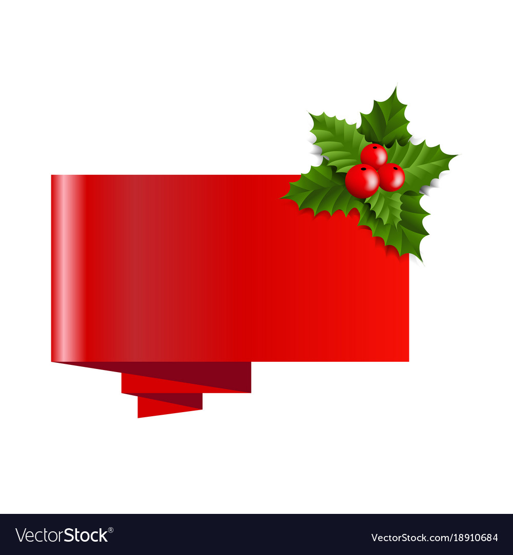 Christmas banner with holly berry Royalty Free Vector Image