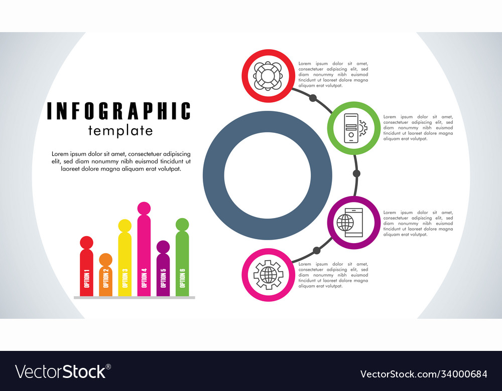 Infographic template with statistics in gray Vector Image