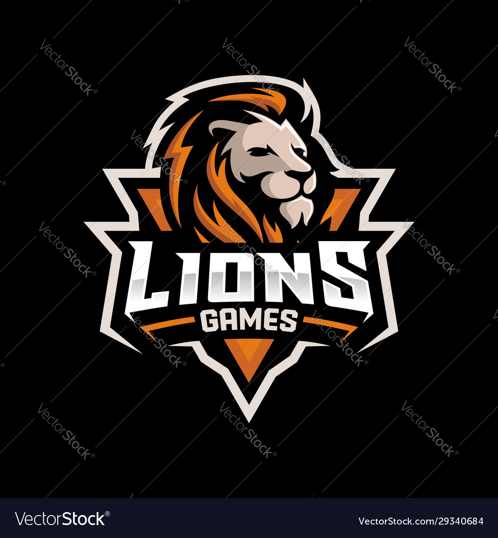 Lion head gaming logo Royalty Free Vector Image