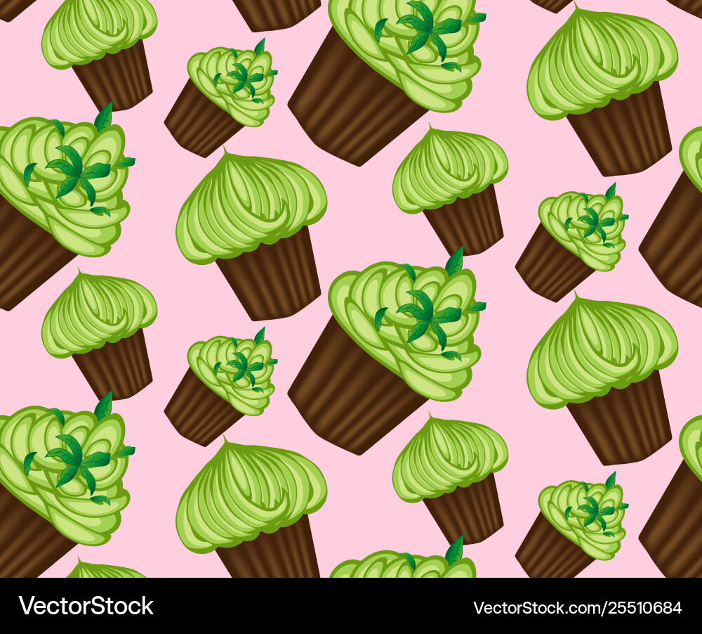 Seamless pattern appetizing cupcakes Royalty Free Vector