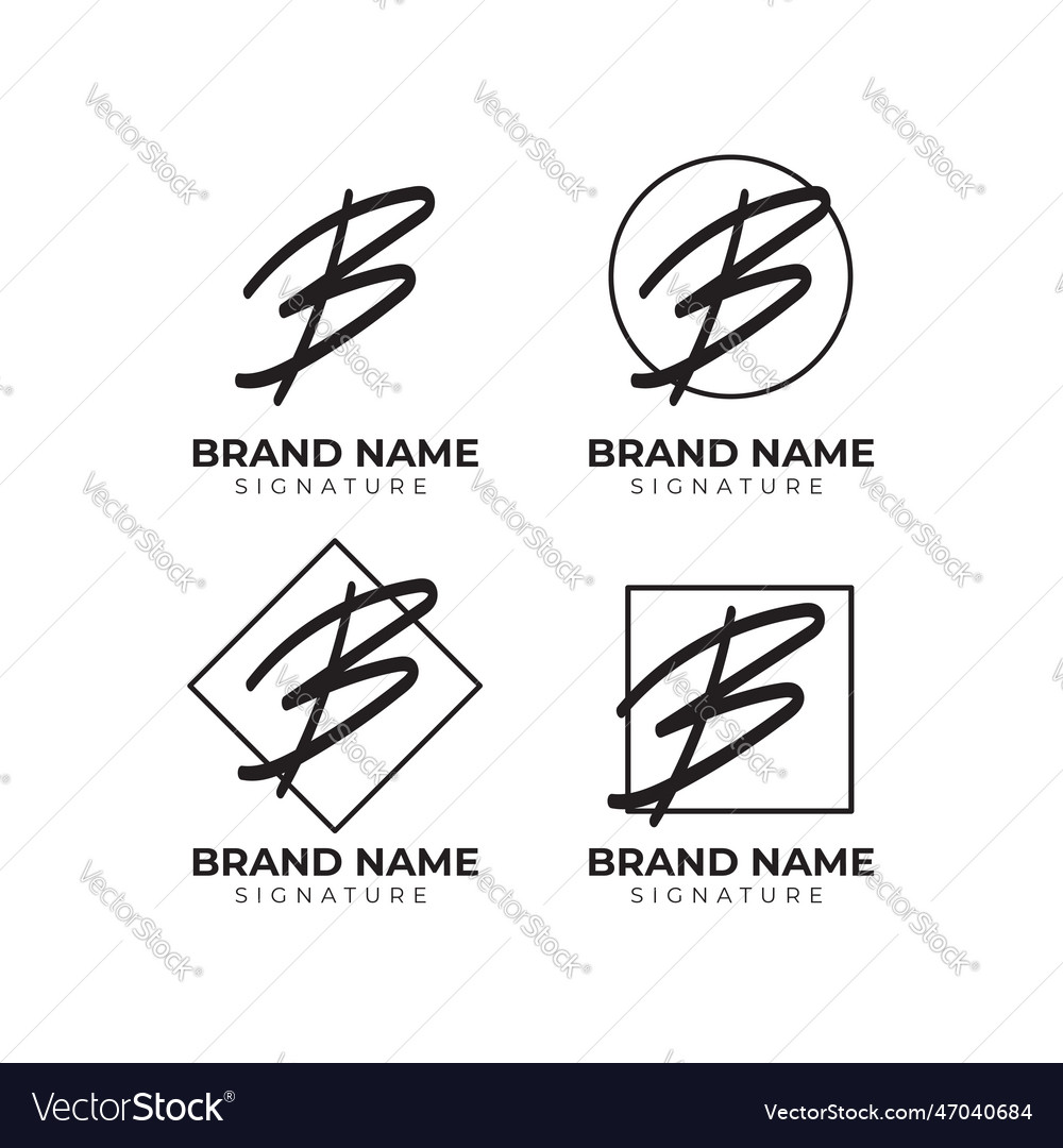 Stylish Letter B Signature Handwriting Logo Vector Image