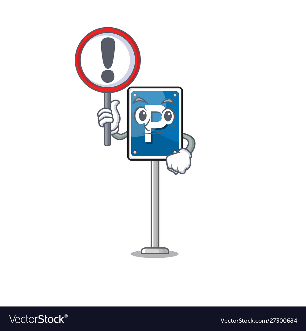 With sign parking sign on a cartoon roadside Vector Image With sign parking sign on a cartoon roadside Vector Image