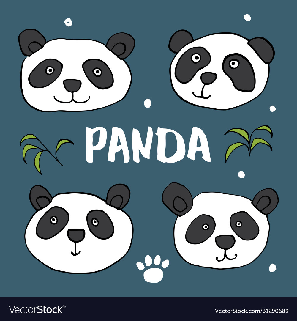 Set of Kawaii Panda Bear Illustrations