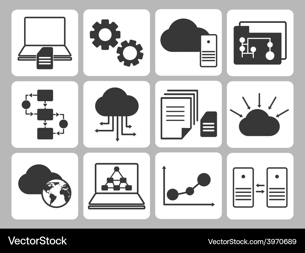 Database Icons Set Royalty Free Vector Image - VectorStock