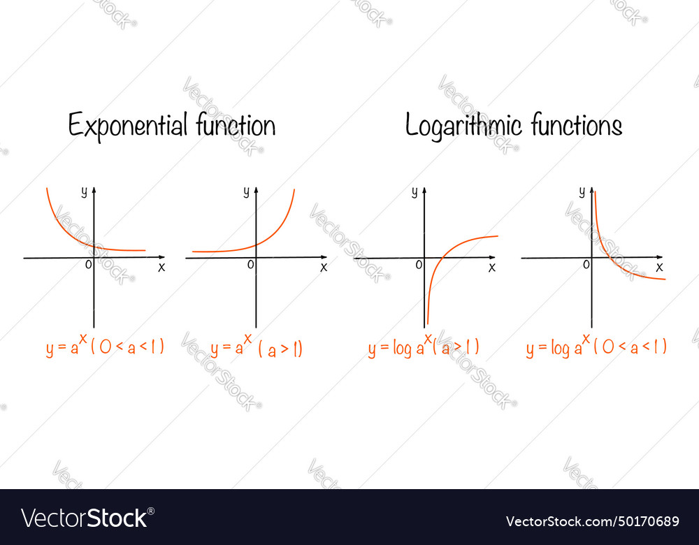Exponential function logarithmic Royalty Free Vector Image