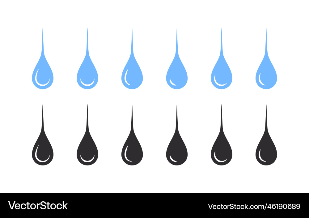 Long water drops drop shape blue annd black Vector Image